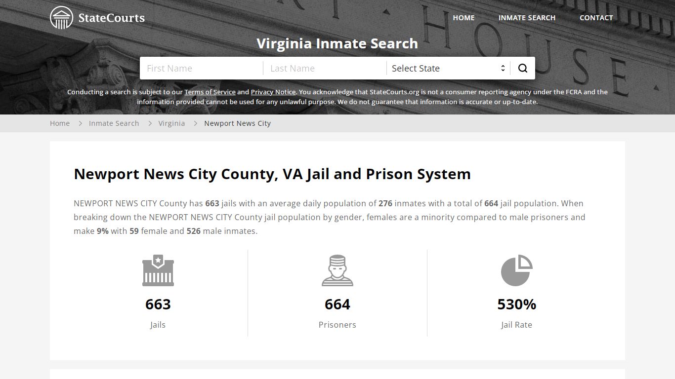 Newport News City County, VA Inmate Search - StateCourts