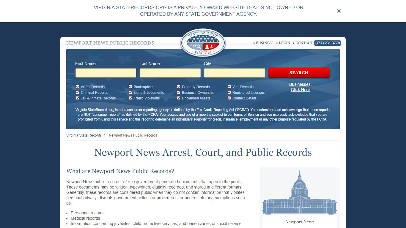 Newport News Arrest and Public Records - StateRecords.org